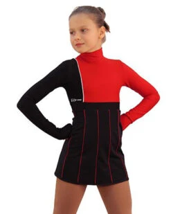 IceDress Figure Skating Dress - Thermal - IceFashion (Black With Red)