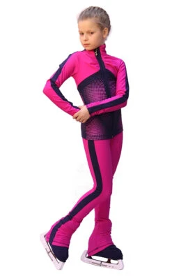 IceDress Ice Skating Outfit- Jump (25% OFF, Fuchsia With Gray-Blue Stripes)