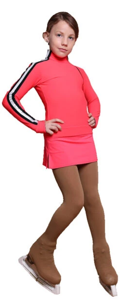 IceDress Figure Skating Outfit With Skirt - Thermal - Olympus (Hot Coral With Black Lamps)