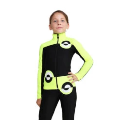 IceDress Figure Skating Pants - Thermal - Bubble Gum (Black, Fluorescent Lime)