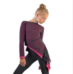 IceDress - Thermal Figure Skating Outfit "Gravity" - Mesh Top And Pants (Pink/Grey And Grey)