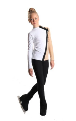 IceDress - Thermal Figure Skating Outfit - Positive (White, Nude And Black)
