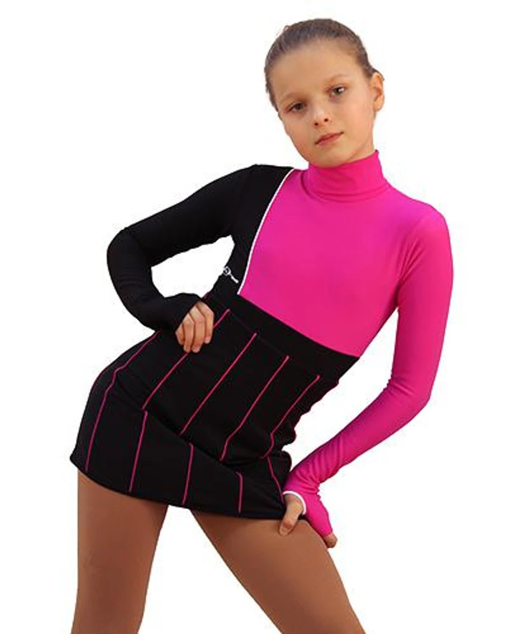 IceDress Figure Skating Dress - Thermal - IceFashion (Black With Fuchsia) 3 IceDress Figure Skating Dress - Thermal - IceFashion (Black With Fuchsia) - Image 3