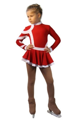 IceDress Figure Skating Dress-Thermal - Cross-Roll (Red And White)