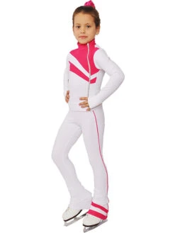 IceDress Figure Skating Thermal Pants - Rays (White And Raspberry)