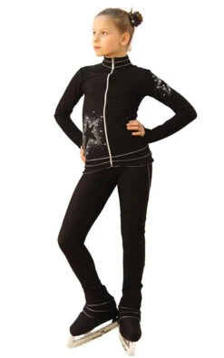 IceDress Figure Skating Outfit - Thermal - Silver Star (Black And Silver)