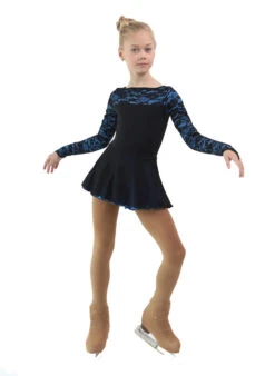 IceDress Figure Skating Dress - Thermal - Harmony (Black With Blue) -Paramount Happy Shop 2d7e5f560a4c 05385 42650 04456.1582510343