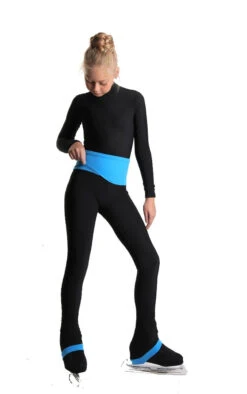 IceDress - High-Waisted Thermal Figure Skating Legging With Wide Band (Black And Blue) -Paramount Happy Shop 3.1672311069 08672.1672314536