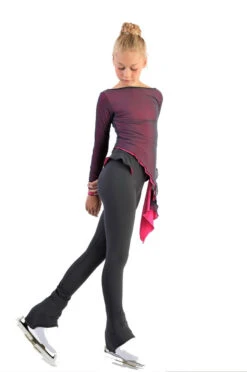 IceDress - Thermal Figure Skating Outfit "Gravity" - Mesh Top And Pants (Pink/Grey And Grey) -Paramount Happy Shop 3.1672312348 61456.1672314649