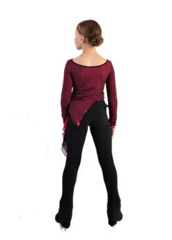 IceDress - Thermal Figure Skating Outfit "Gravity" - Mesh Top And Pants (Fuchsia/Burgundy And Black) -Paramount Happy Shop 3.1672312469 46032.1672314657