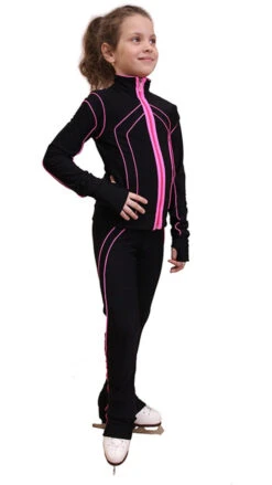 IceDress Figure Skating Thermal Pants - Kant (Black With Pink Line)