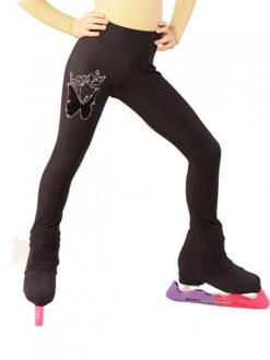 IceDress Figure Skating Thermal Pants - "Velvet Butterfly" (Black)