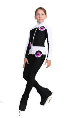 IceDress Figure Skating Pants - Thermal - Bubble Gum (Black, White, Purple)