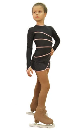 IceDress Figure Skating Dress-Thermal - Grace (Gray With Pink Line)