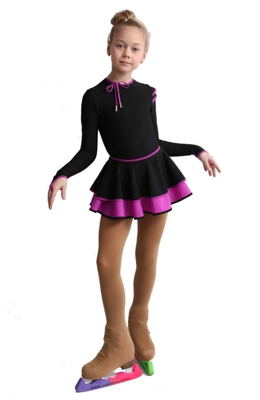 IceDress Figure Skating Dress - Thermal - Duet (Black With Purple) 3 IceDress Figure Skating Dress - Thermal - Duet (Black With Purple) - Image 3