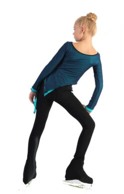 IceDress - Thermal Figure Skating Outfit "Gravity" - Mesh Top And Pants (Turquoise/Blue And Black) -Paramount Happy Shop 4.1672311854 03419.1672314627