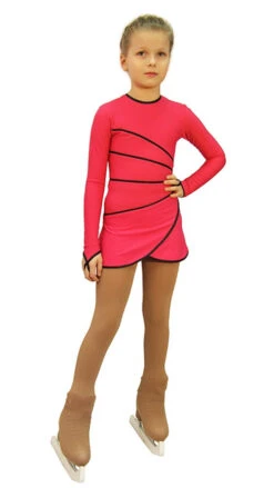 IceDress Figure Skating Dress-Thermal - Grace (Raspberry With Black Line)