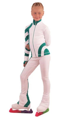 IceDress Figure Skating Outfit - Thermal - Cross-Roll (White With Emerald)