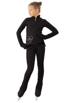 IceDress Figure Skating Outfit - Thermal - Butterfly(Black With Velvet And Crystals Preciosa)