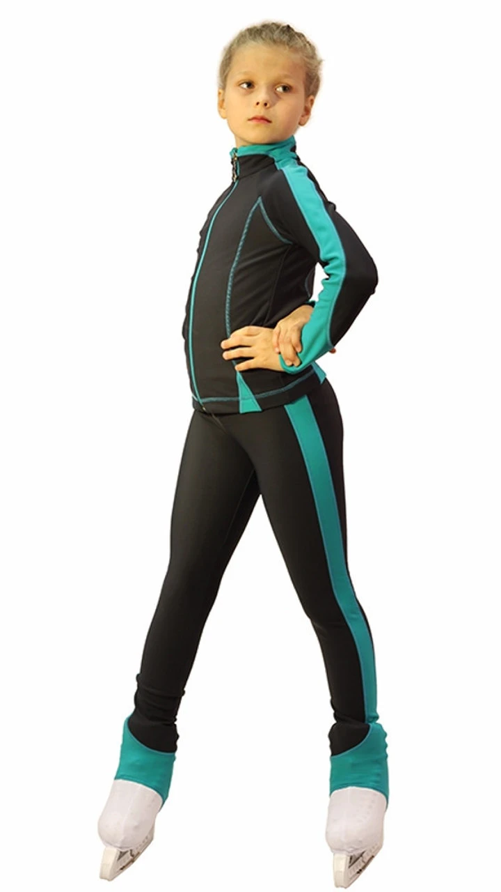 IceDress Figure Skating Thermal Pants -Bracket (Grey With Mint Line) 2 IceDress Figure Skating Thermal Pants -Bracket (Grey With Mint Line) - Image 2