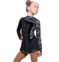 IceDress Figure Skating Dress - Thermal - Charm (Black With Pale Blue)