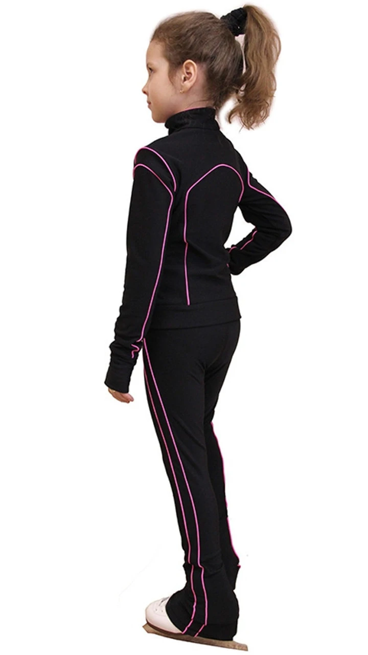 IceDress Figure Skating Thermal Pants - Kant (Black With Pink Line) 3 IceDress Figure Skating Thermal Pants - Kant (Black With Pink Line) - Image 3