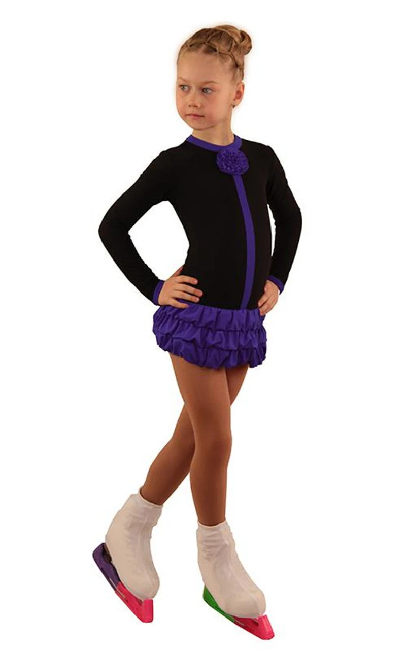 IceDress Figure Skating Dress - Thermal - Buff (Black With Purple) 2 IceDress Figure Skating Dress - Thermal - Buff (Black With Purple) - Image 2