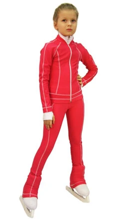 IceDress Figure Skating Thermal Pants -Todes(Raspberry With White Line)