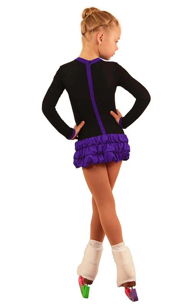 IceDress Figure Skating Dress - Thermal - Buff (Black With Purple) 3 IceDress Figure Skating Dress - Thermal - Buff (Black With Purple) - Image 3