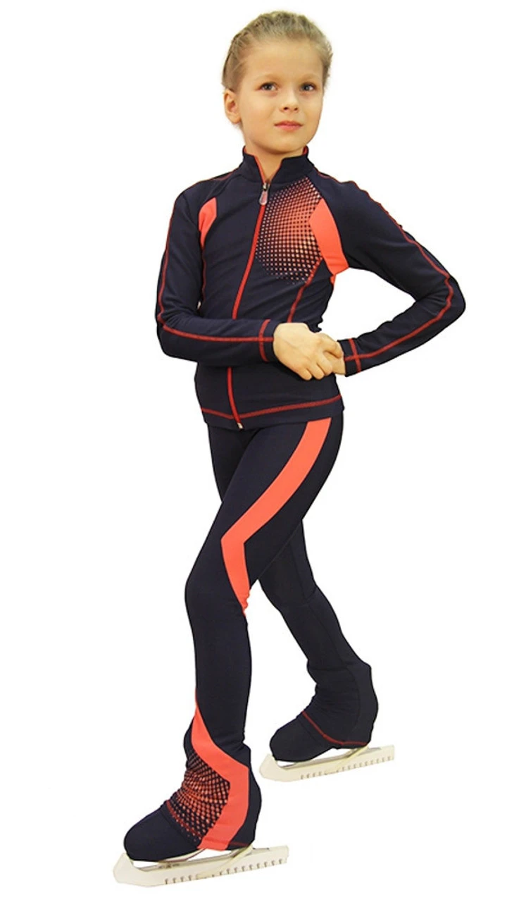 IceDress Figure Skating Thermal Pants -Euler (Gray And Coral) 1 IceDress Figure Skating Thermal Pants -Euler (Gray And Coral)