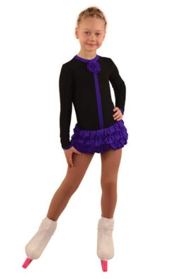 IceDress Figure Skating Dress - Thermal - Buff (Black With Purple)