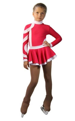 IceDress Figure Skating Dress-Thermal - Cross-Roll (Raspberry And White)