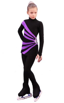 IceDress Figure Skating Dress-Thermal - Oriental 3 (Black And Purple)