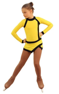 IceDress Figure Skating Dress - Thermal - IceSports (Yellow And Black)
