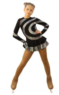 IceDress Figure Skating Dress - Thermal - Serpentine (Black With A Hologram)