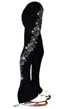 Ice Skating Pants With "Crystals Swirls" Rhinestones Design