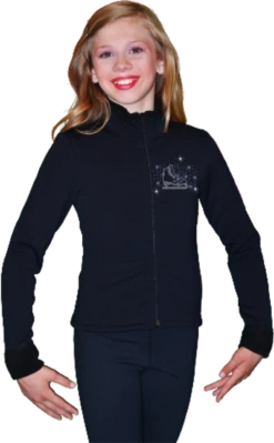 ChloeNoel Figure Skating Outfit - P11 Figure Skating Pants And J11 Solid Polar Fleece Fitted Figure Skating Jacket W/ Skate/Blue Snowflakes Crystals Combination