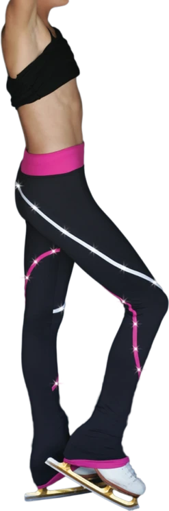 ChloeNoel P618F 2-Tone Piping Light Weight Fleece Figure Skating Pants With Matching Swarovski Crystals -Paramount Happy Shop P618F FS crystals small 26272.1605674745