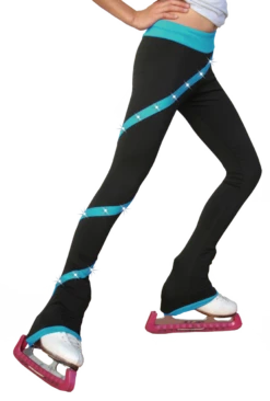 ChloeNoel P636F Spiral Light Weight Fleece Figure Skating Pants With Matching Swarovski Crystals