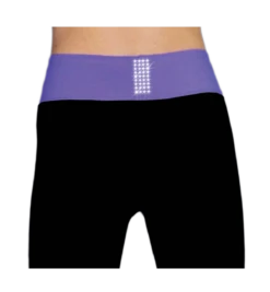 ChloeNoel PS792 3" Waist Band Black/Color Cuffs Elite Figure Skating Pants & Front Pocket & Swarovski Crystal Block -Paramount Happy Shop PS792 PW back 25368.1655362204