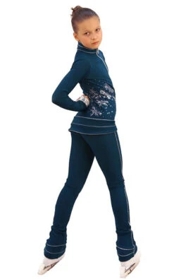 IceDress Figure Skating Outfit - Thermal - Shine (Dark Blue With Silver)
