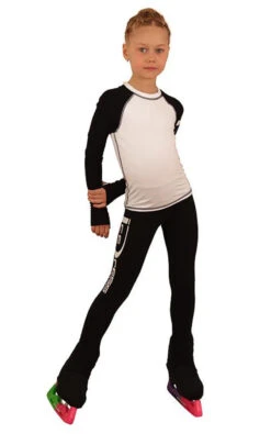 IceDress Figure Skating Outfit - Thermal - IceDress Lite (Linglish With Leggings) (Black With White)
