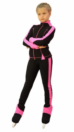 IceDress Figure Skating Thermal Pants -Bracket (Black With Pink Line)