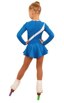 IceDress Figure Skating Dress - Thermal - Bows 2 (Blue With White) -Paramount Happy Shop b6a652002281 89575 61563.1582483362