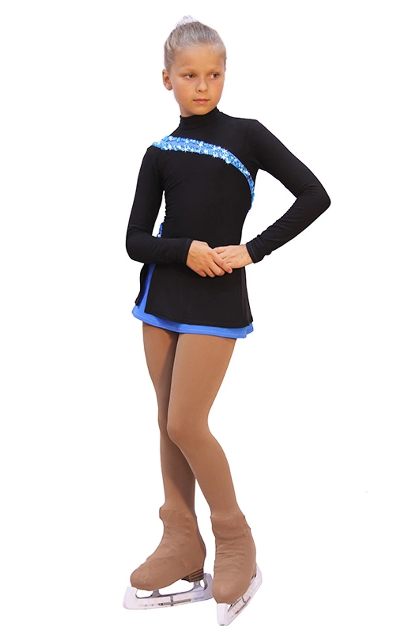 IceDress Figure Skating Dress-Thermal - Lasso(Black With Blue) 3 IceDress Figure Skating Dress-Thermal - Lasso(Black With Blue) - Image 3