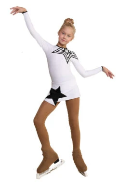 IceDress Figure Skating Dress - Thermal - Constellation (White With Black)