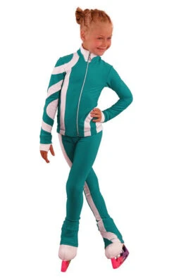 IceDress Figure Skating Outfit - Thermal - Cross-Roll (Emerald With White)