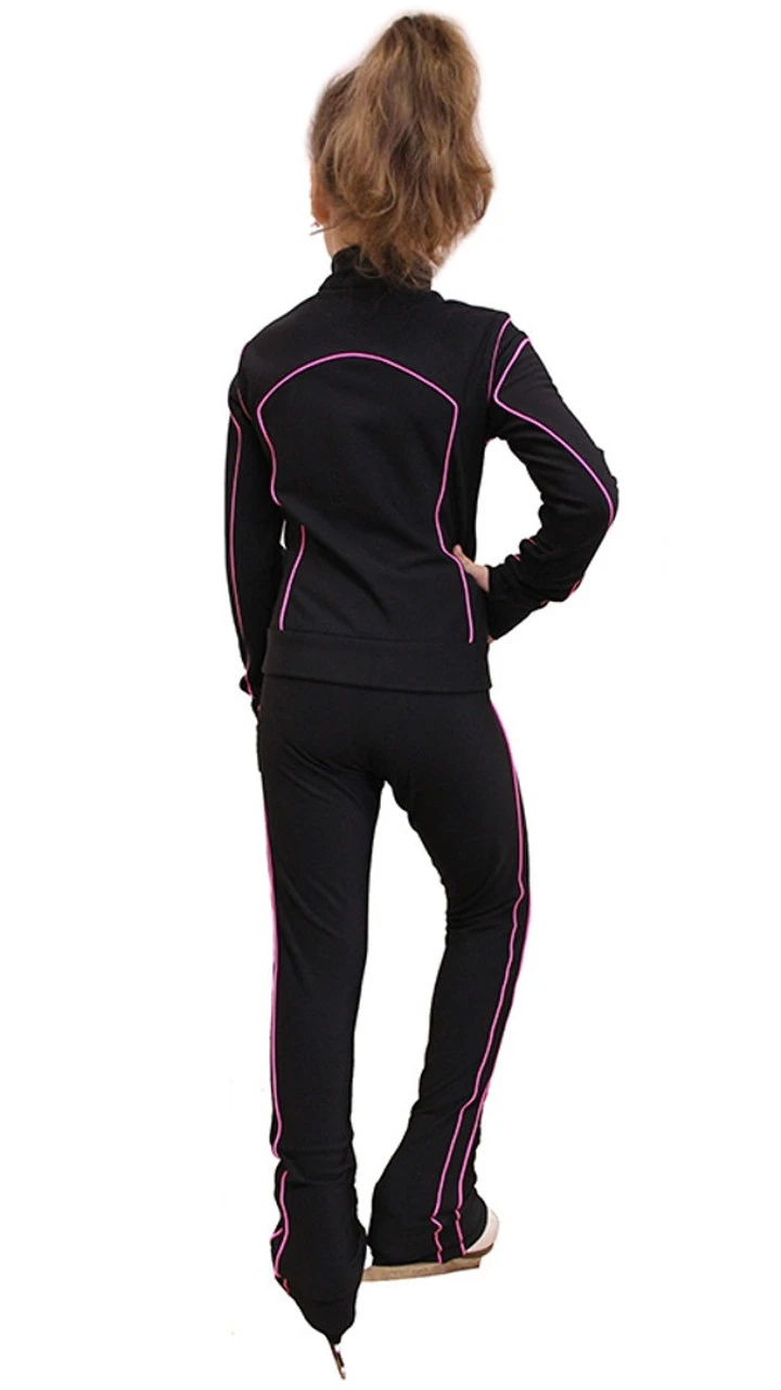 IceDress Figure Skating Thermal Pants - Kant (Black With Pink Line) 4 IceDress Figure Skating Thermal Pants - Kant (Black With Pink Line) - Image 4