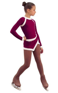 IceDress Figure Skating Dress - Thermal - IceSports ( Bordeaux And White)