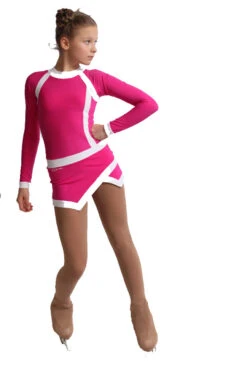 IceDress Figure Skating Dress - Thermal - IceSports (Fuchsia With White)